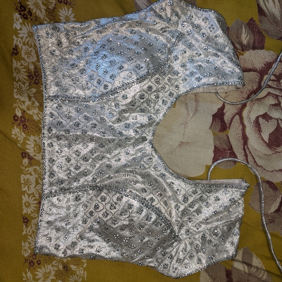 INDIAN BLUE AND SILVER SAREE - Picture 3 of 3